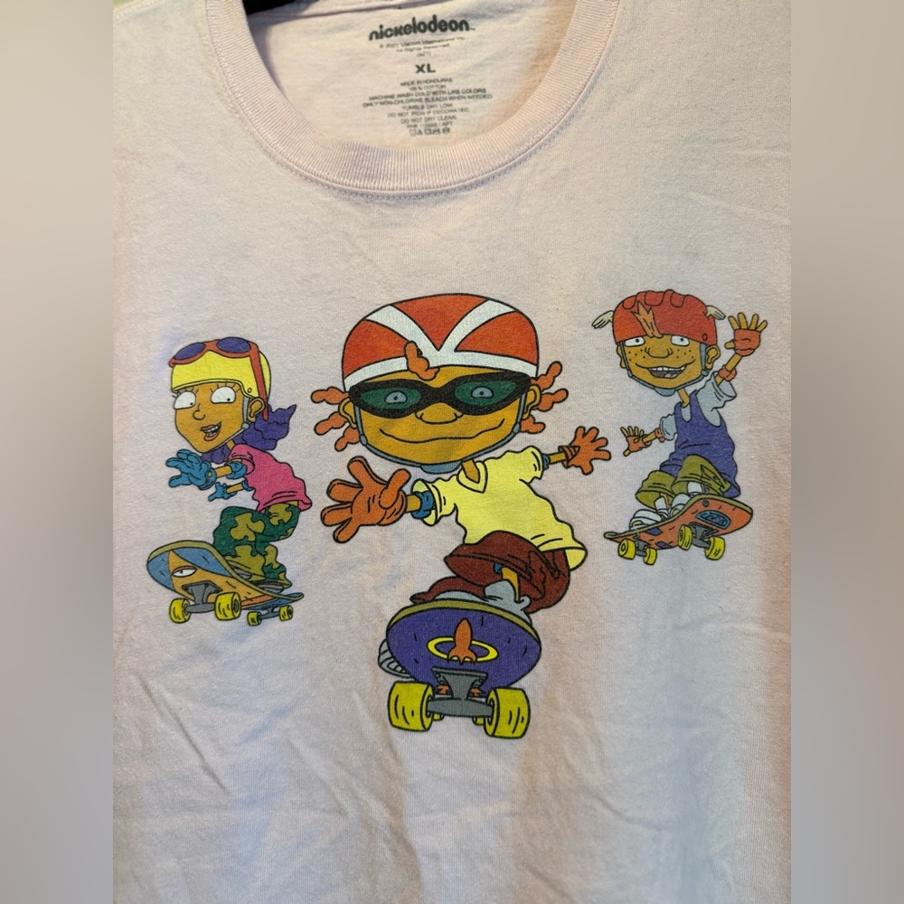 Nickelodeon Rocket Power Light Pink Graphic Skateboarding Shirt- Size XL